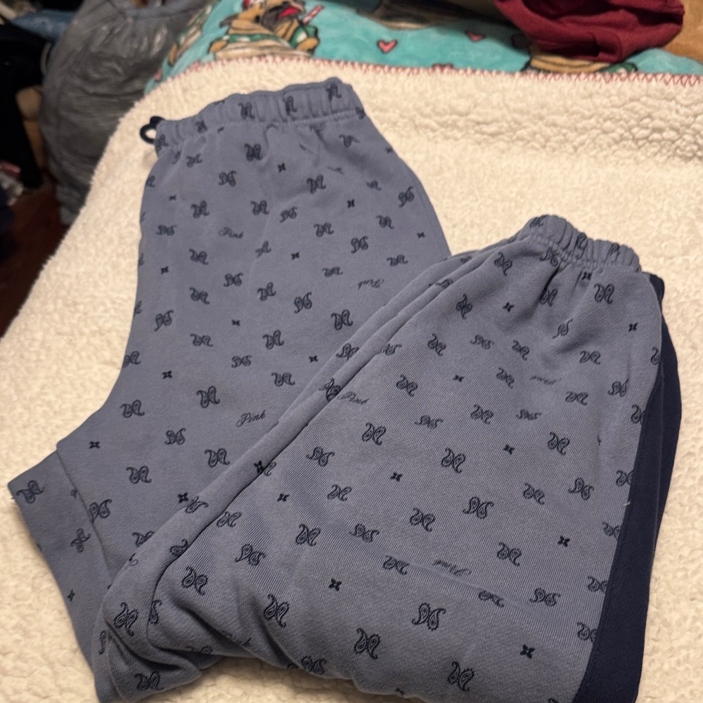 PINK Victoria's Secret Navy Patterned Track Pants